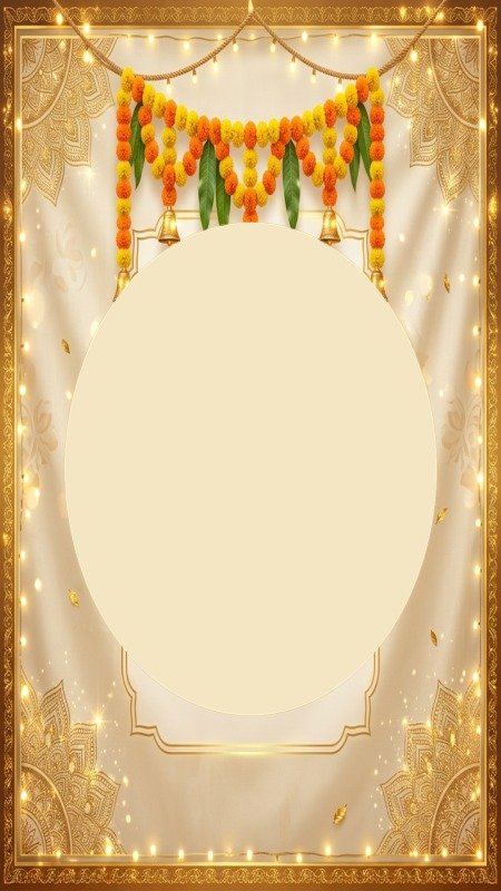 Golden Diya & Marigold Frame